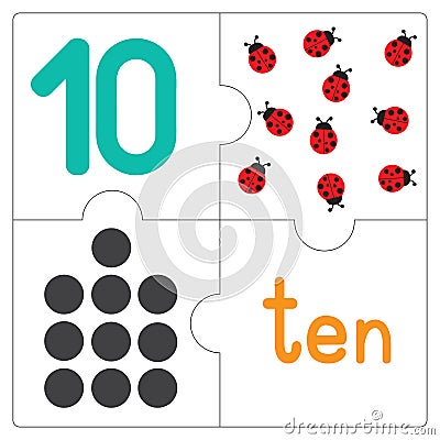 The jigsaw puzzle number-10 Vector Illustration