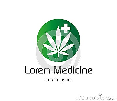 Canabis Medicine Logo Design Vector Illustration