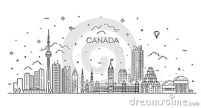 Canada architecture line skyline illustration Vector Illustration