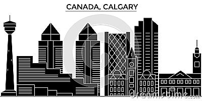 Canada, Calgary architecture vector city skyline, travel cityscape with landmarks, buildings, isolated sights on Vector Illustration