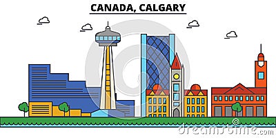 Canada, Calgary. City skyline architecture Vector Illustration