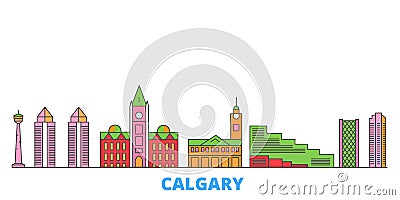 Canada, Calgary line cityscape, flat vector. Travel city landmark, oultine illustration, line world icons Vector Illustration