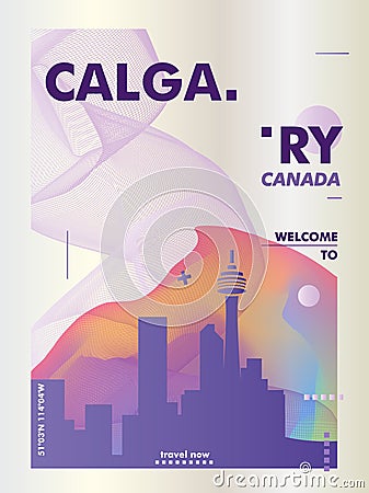 Canada Calgary skyline city gradient vector poster Vector Illustration