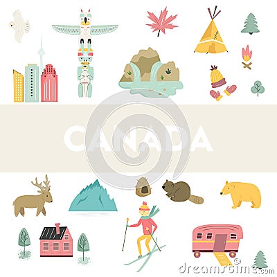 Canada cartoon vector banner. Travel illustration Vector Illustration