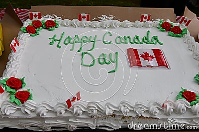 Canada day cake on display. Stock Photo