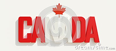 Canada day, Canadian National Holiday. red and white text and maple leaf isolated on white Stock Photo