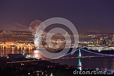 Canada Day fireworks in Downtown Vancouver Stock Photo