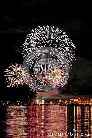 Canada Day Fireworks, Vancouver Stock Photo