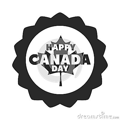 Canada day, maple leaf lettering memorial celebration badge silhouette style icon Vector Illustration