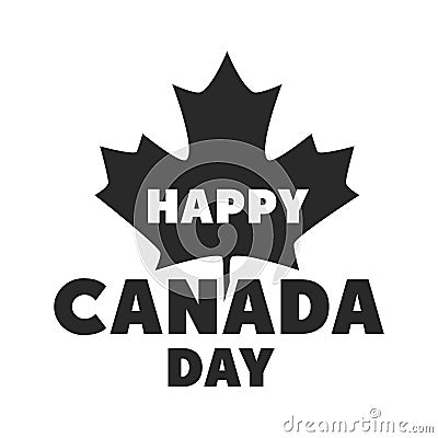 Canada day, phrase red maple leaf memorial celebration silhouette style icon Vector Illustration