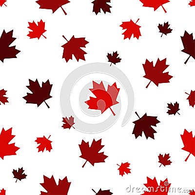 Canada Day Vector Seamless Patterns in Red Maple Leaf on white background Vector Illustration