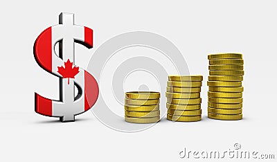 Canadian Dollar Sign Economy Concept Cartoon Illustration