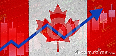 Canada Economy Recovery Concept With Canadian Flag Painted on Grunge Wall Stock Photo
