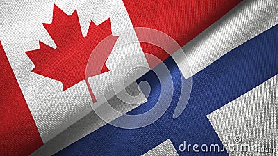 Canada and Finland two flags textile cloth, fabric texture Stock Photo