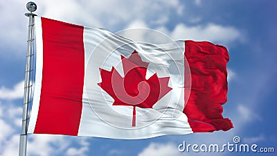 Canada Flag in a Blue Sky Stock Photo