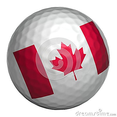 Canada flag on golf ball Cartoon Illustration