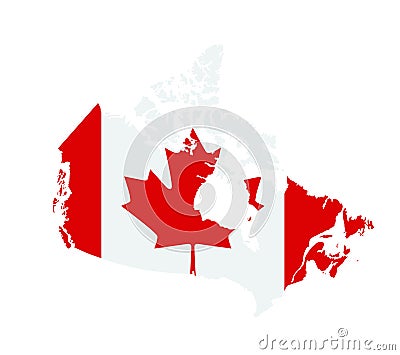 Canada Flag Map Isolated on white Vector Illustration