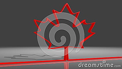 Canada flag maple leaf red outline icon Stock Photo