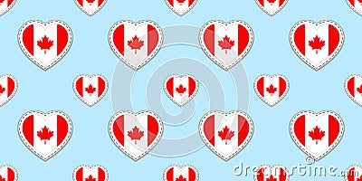 Canada flag seamless pattern. Vector Canadian, flags stikers. Love hearts symbols. Background for sports pages, travel, geographic Stock Photo