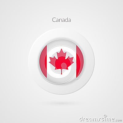 Canada flag vector sign. Isolated Canadian circle symbol. North American illustration icon. Maple leaf Vector Illustration