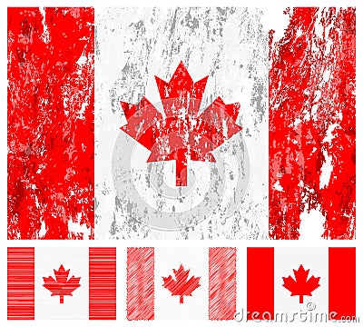 Canada grunge flag set Vector Illustration