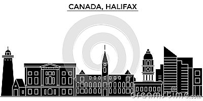 Canada, Halifax architecture vector city skyline, travel cityscape with landmarks, buildings, isolated sights on Vector Illustration