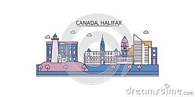 Canada, Halifax tourism landmarks, vector city travel illustration Vector Illustration