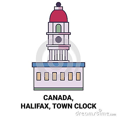 Canada, Halifax, Town Clock travel landmark vector illustration Vector Illustration