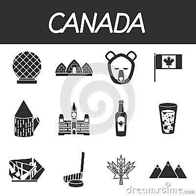 Canada icons set Vector Illustration