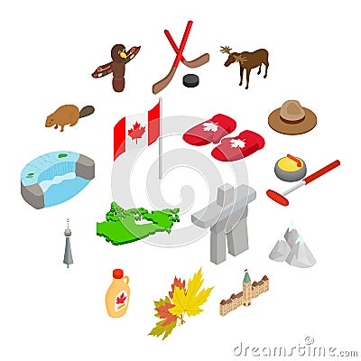 Canada isometric 3d icons set Vector Illustration