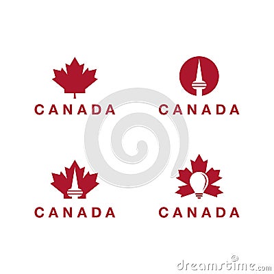 Canada logo theme collection, toronto tower logo, lighting bulb logo icon vector template Vector Illustration