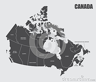 Canada provinces map Stock Photo