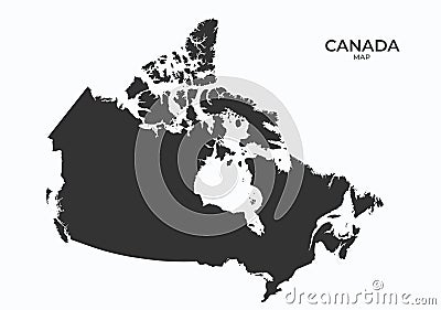 Canada map icon. black silhouette high detailed isolated vector geographic template Vector Illustration