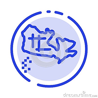 Canada, Map, Location Blue Dotted Line Line Icon Vector Illustration