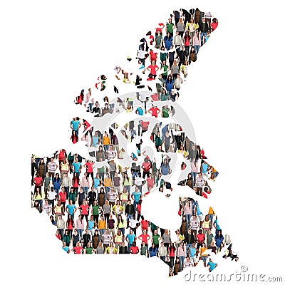 Canada map multicultural group of people integration immigration Stock Photo