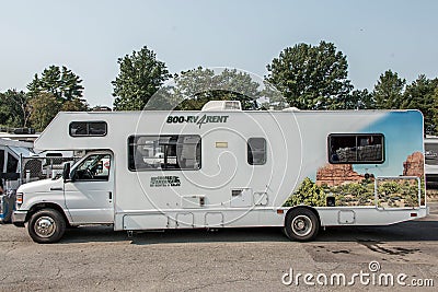 Canada Ontario 30.09.2017 Parked RV camper car of Cruise America Editorial Stock Photo