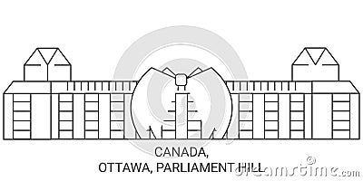 Canada, Ottawa, Parliament Hill travel landmark vector illustration Vector Illustration