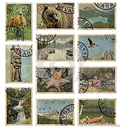 Canada postage stamps Editorial Stock Photo