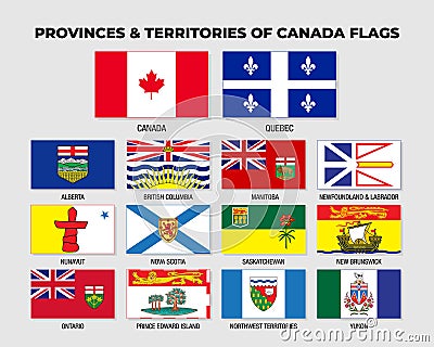 Canada Provinces and Territories Flags Collection Design Template Vector Illustration