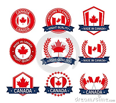 Canada quality seals set icon Vector Illustration