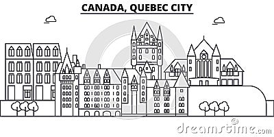 Canada, Quebec City architecture line skyline illustration. Linear vector cityscape with famous landmarks, city sights Vector Illustration