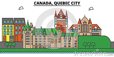 Canada, Quebec City. City skyline architecture Editable Vector Illustration