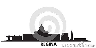 Canada, Regina city skyline isolated vector illustration. Canada, Regina travel black cityscape Vector Illustration