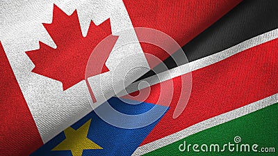 Canada and South Sudan two flags textile cloth, fabric texture Stock Photo