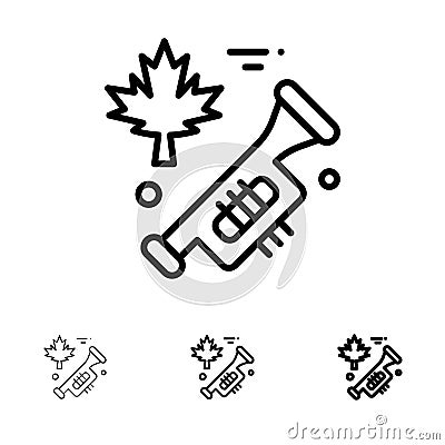 Canada, Speaker, Laud Bold and thin black line icon set Vector Illustration