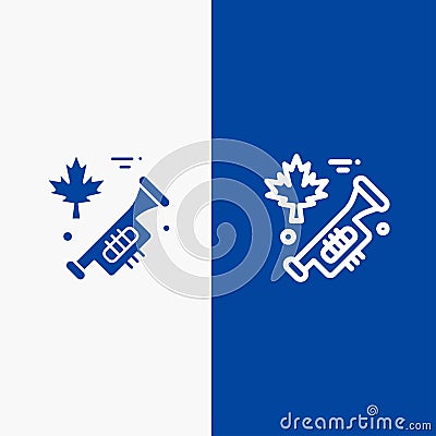 Canada, Speaker, Laud Line and Glyph Solid icon Blue banner Line and Glyph Solid icon Blue banner Vector Illustration