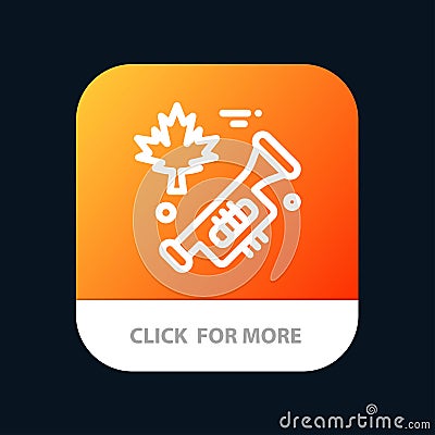 Canada, Speaker, Laud Mobile App Button. Android and IOS Line Version Vector Illustration