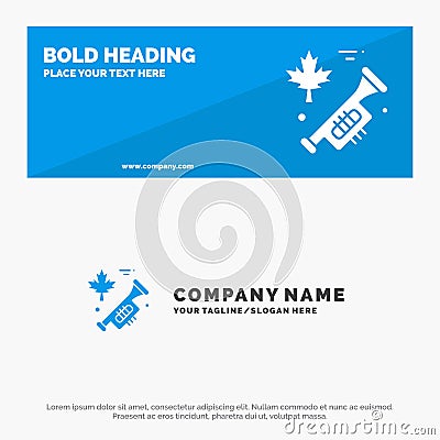 Canada, Speaker, Laud SOlid Icon Website Banner and Business Logo Template Vector Illustration