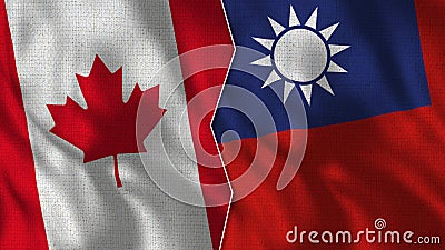 Canada and Taiwan Half Flags Together Stock Photo