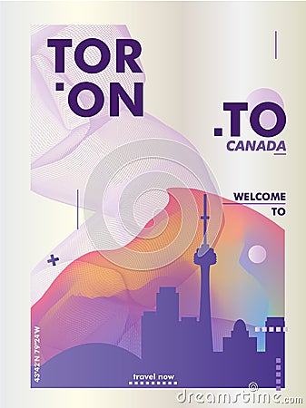 Canada Toronto skyline gradient poster Vector Illustration